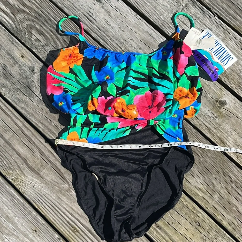NWT vintage Sandcastle Swim Fit System tropical swimsuit 12 - Picture 10 of 11